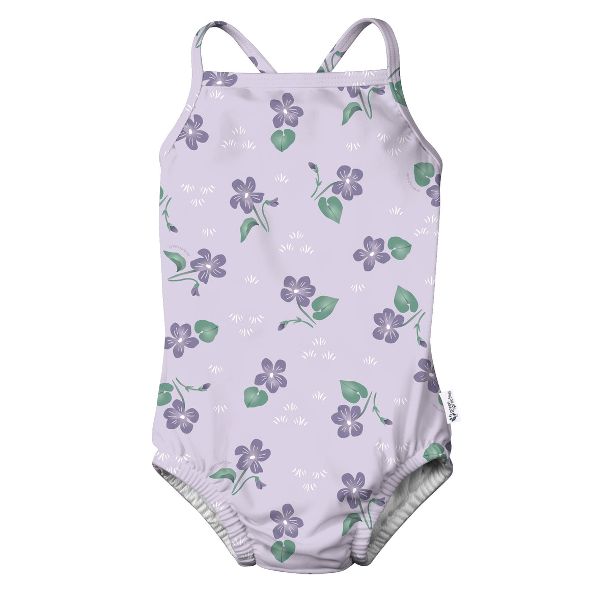Girls Swimsuit with Builtin Swim Diaper Green Sprouts