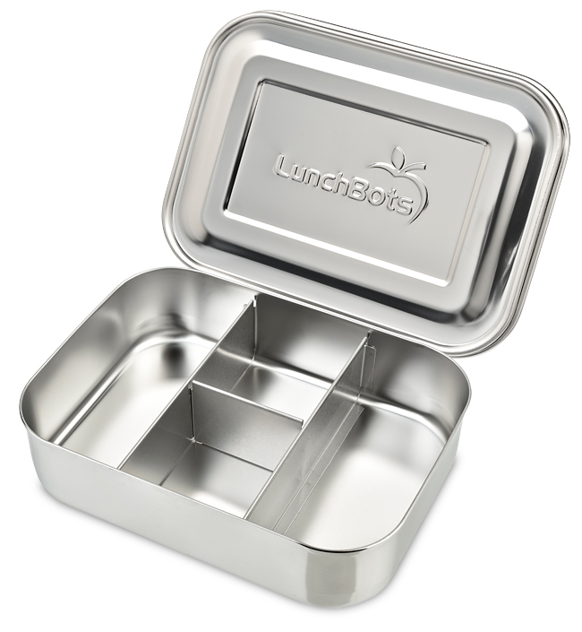 LunchBots Protein Packer Stainless Steel Bento Box – green sprouts