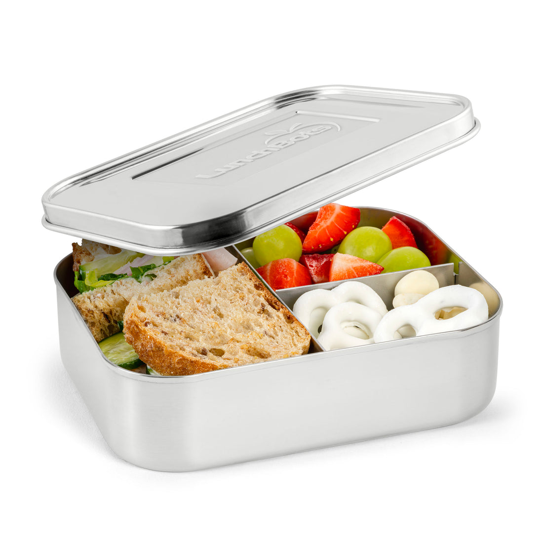 LunchBots Trio Stainless Steel 3 Compartment Bento Box – green sprouts