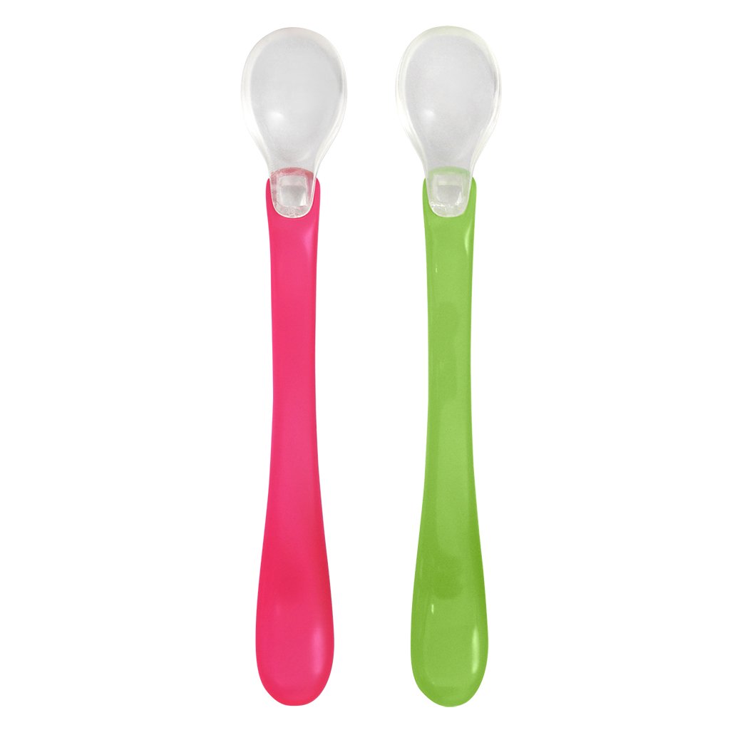 Two Feeding Spoons - Pink and Green