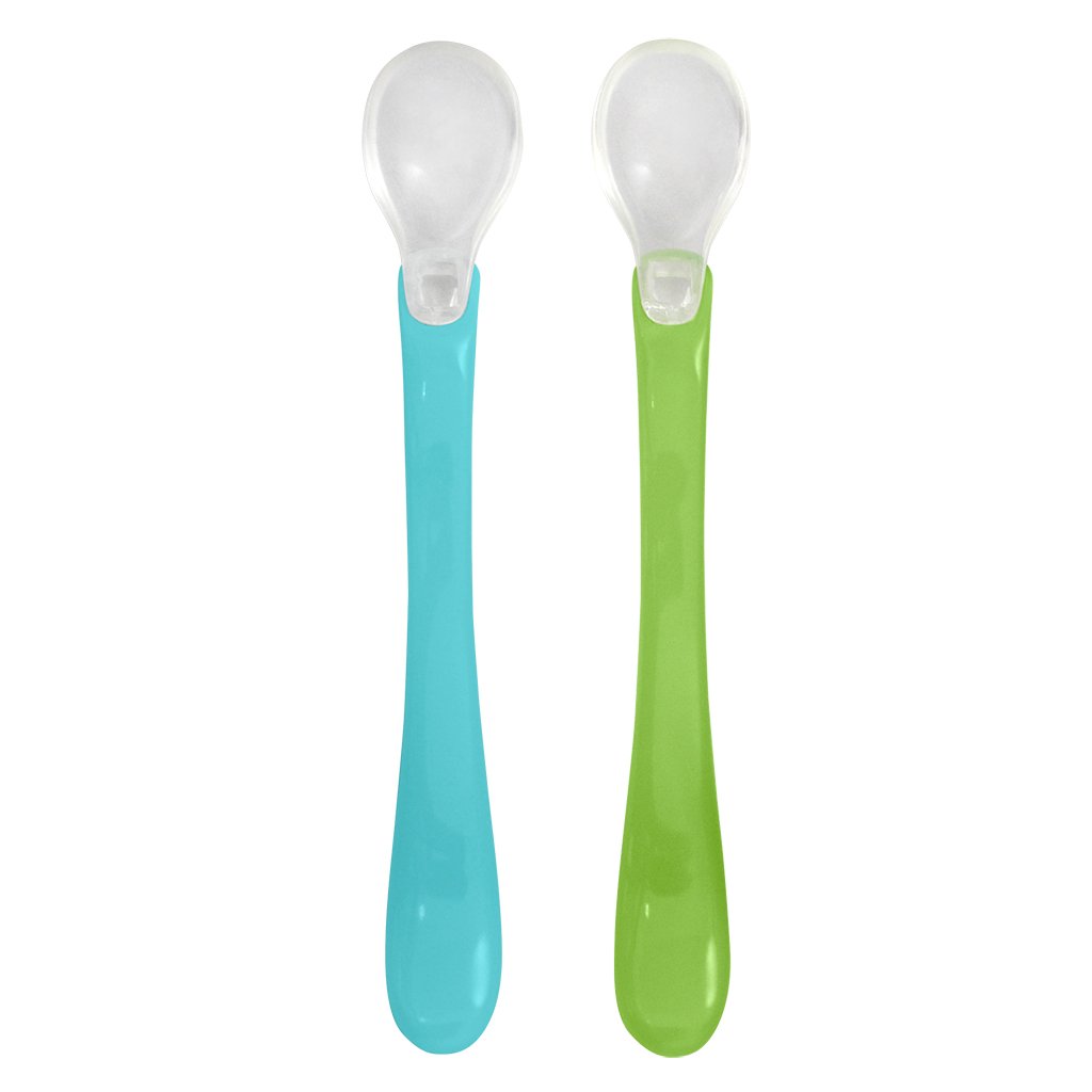 Two Feeding Spoons - Aqua and Green