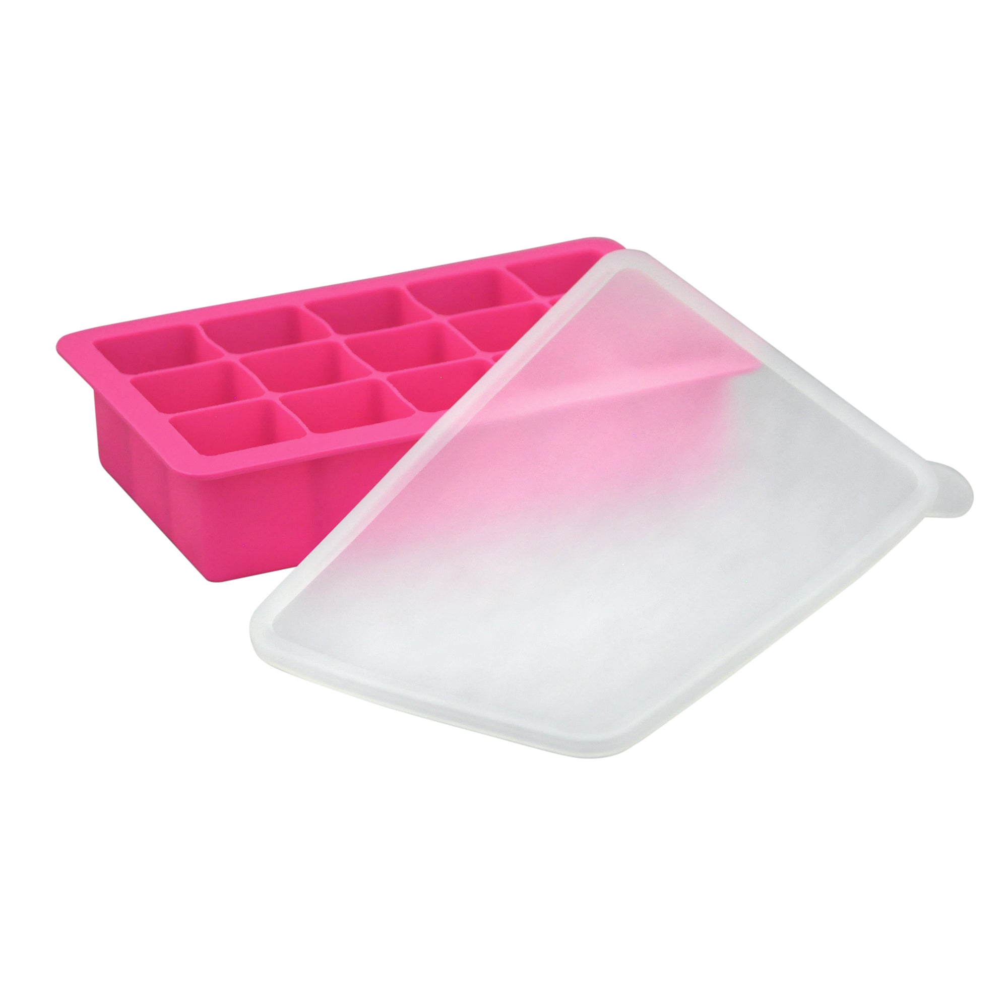 Pink Fresh Baby Food Freezer Tray with top off.