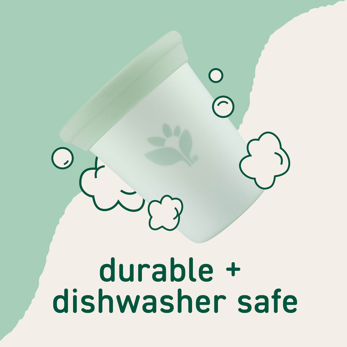 Durable 360 cup with silicone lid designed to be dishwasher safe