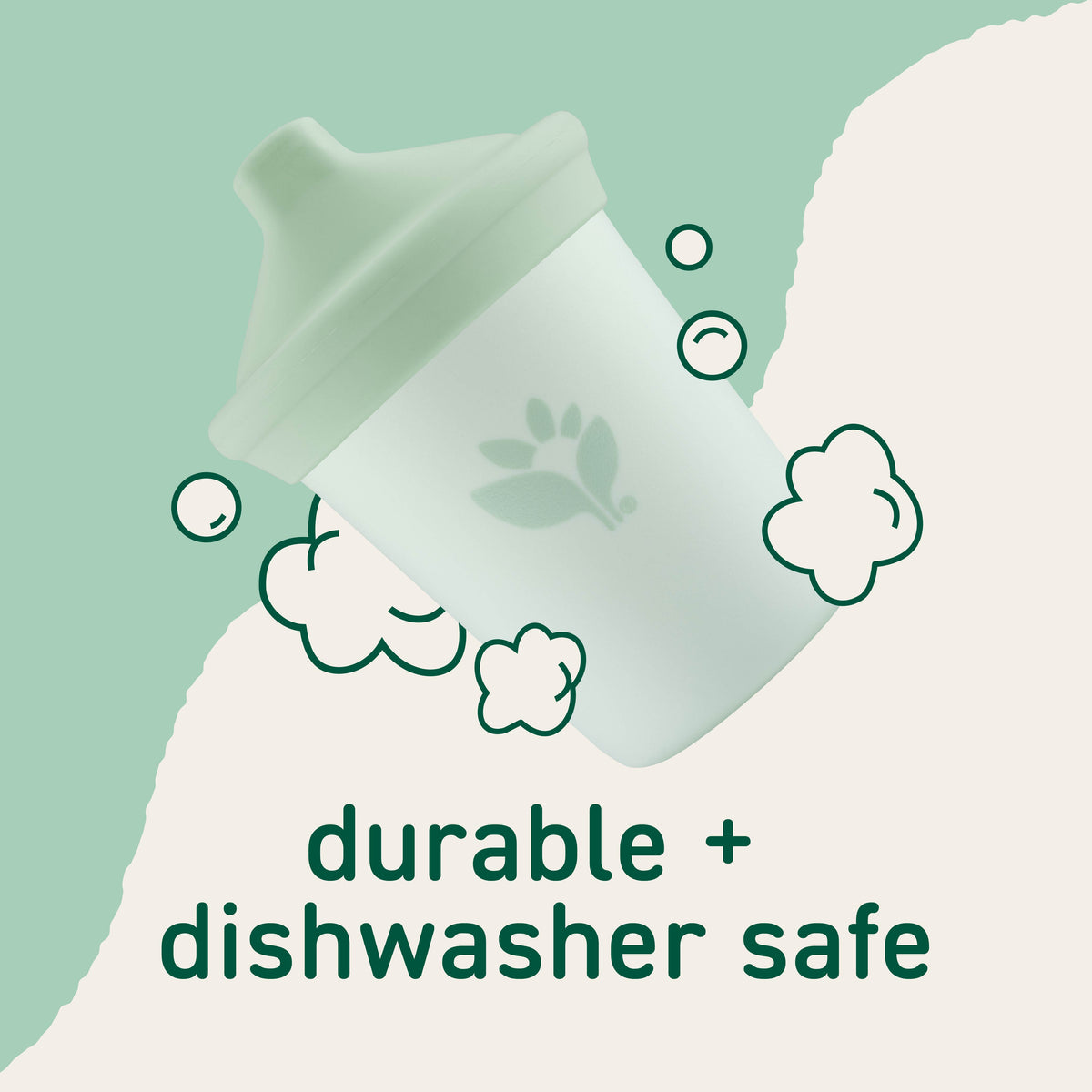 Durable sippy cup with silicone lid designed to be dishwasher safe