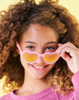 Frosted Pink Heart | Polarized Purple Mirrored Lenses