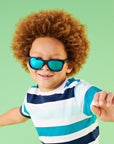 Jet Black Navigator | Polarized Cobalt Blue Mirrored Lenses