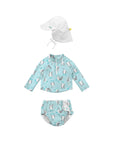 REUSABLE SWIM DIAPER & RASHGUARD & HAT SET