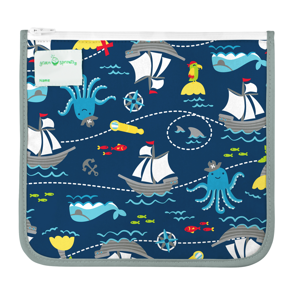 Green Sprouts 2-Pack Reusable Snack Bags in Navy Pirate