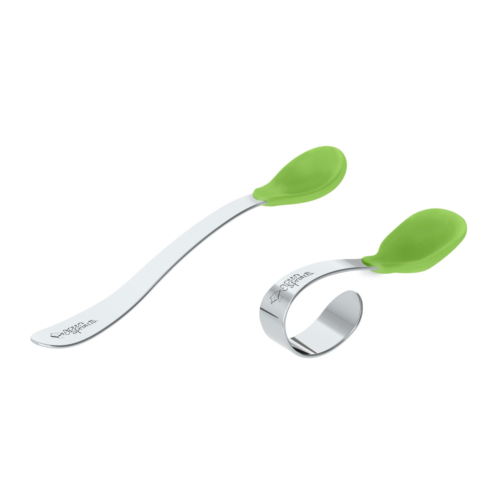 Right-Handed Curved Baby Spoons for Toddler Self Feeding (2-Pack