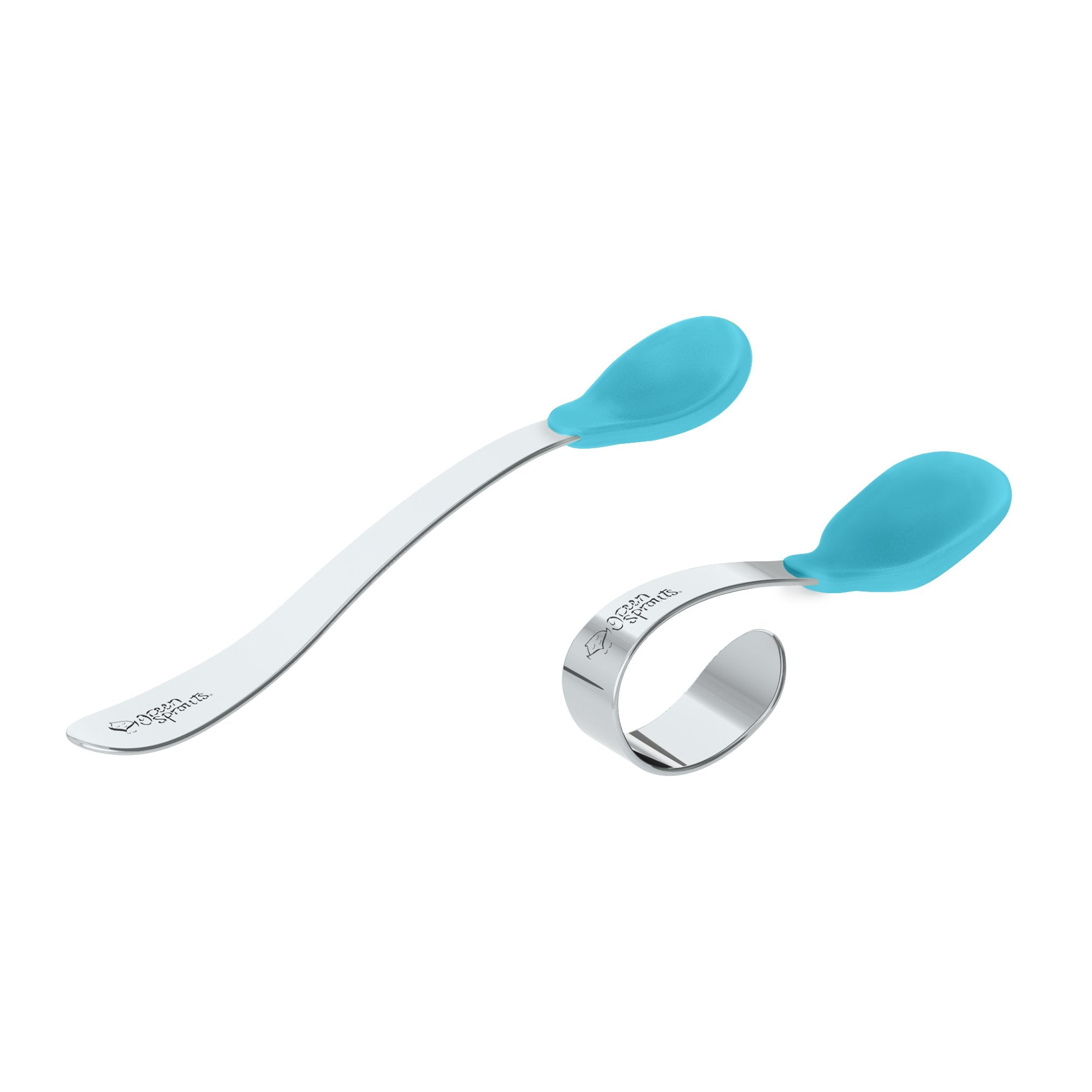 Green Sprouts - Silicone & Sprout Ware First Food Spoons, Light Sage/Light Blueberry