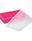 Pink Fresh Baby Food Freezer Tray with top off.