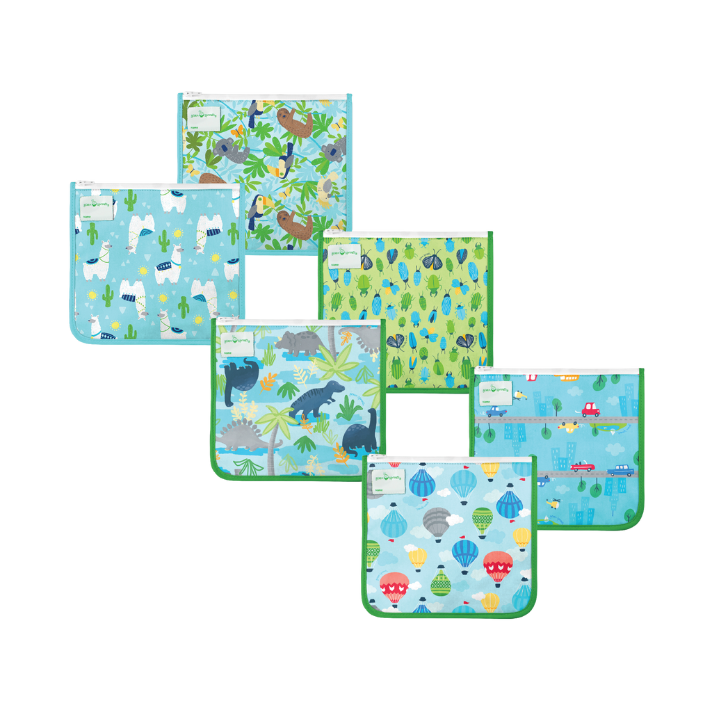 Green Sprouts 2-Pack Reusable Insulated Sandwich Bags in Aqua Butterflies