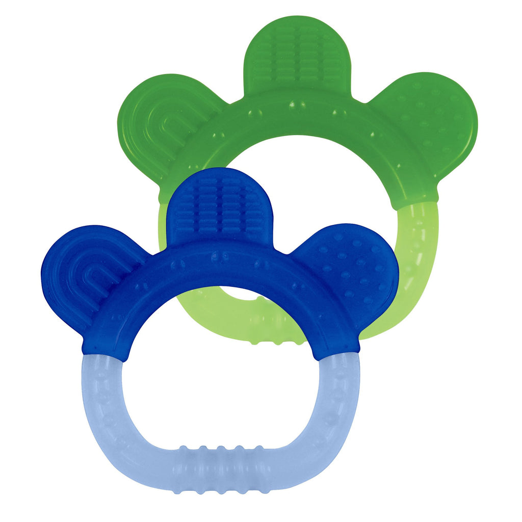 Two Everyday Teethers made from Silicone - Green and Blue