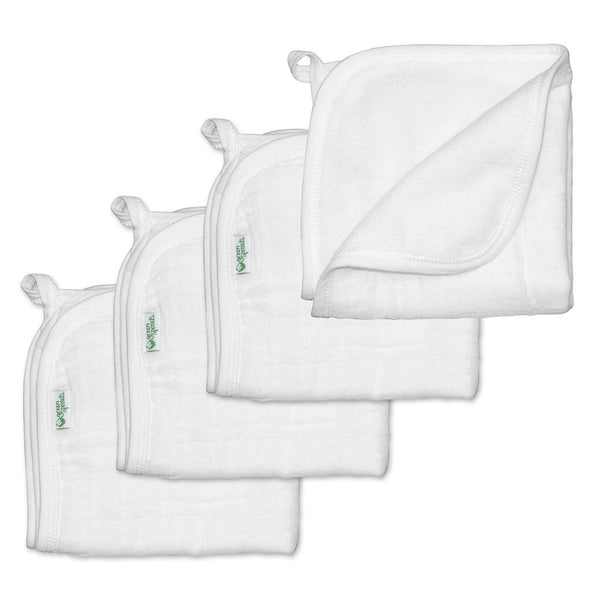 SET OF 2 Cotton Muslin Wash Cloths, Baby Washcloths, Soft Baby