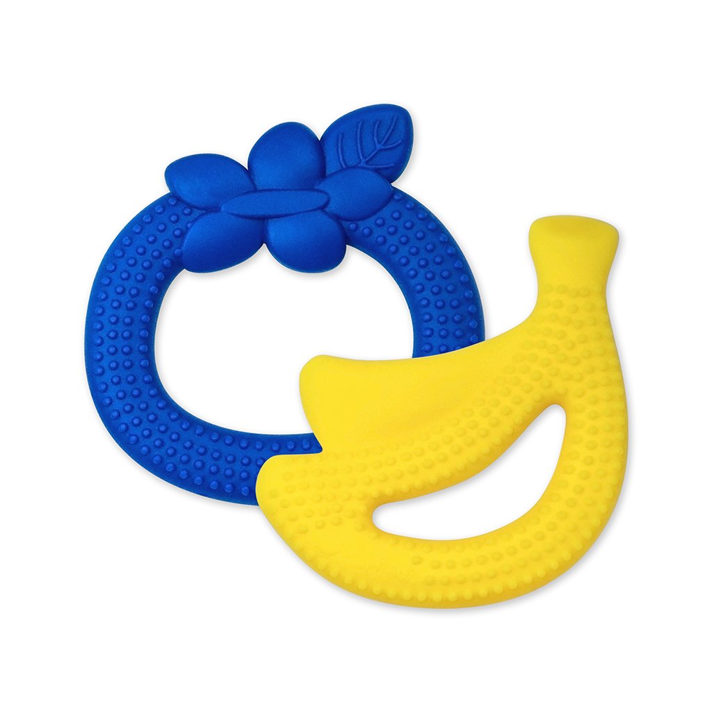 2 Pack Fruit Teethers made from Silicone, Blueberry and Banana