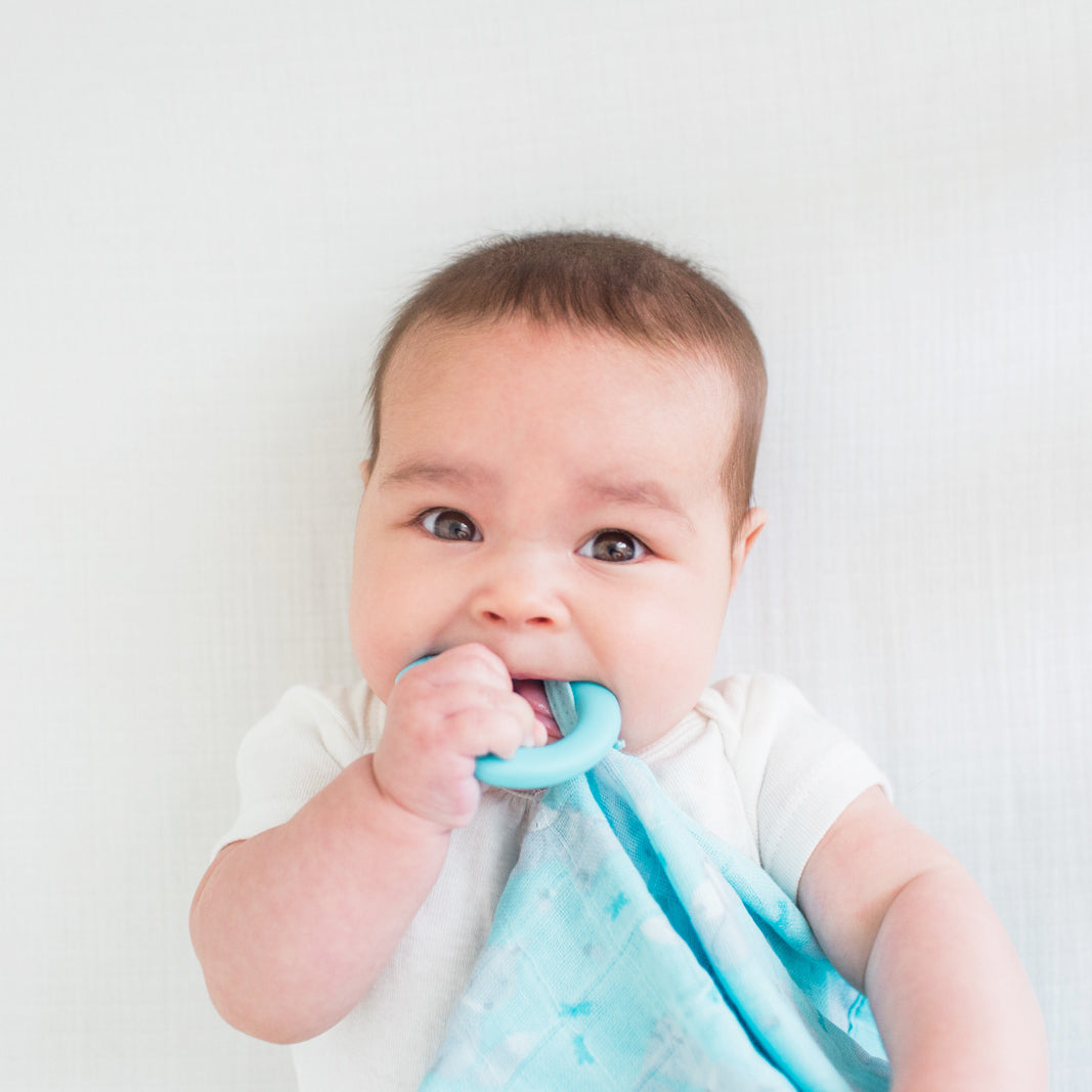 Muslin Snuggle Blankie Teether made from Organic Cotton