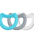 Three First Teethers made from Silicone - Aqua, Gray, and White