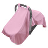 A light pink Breathable Sun Blanket hanging over a baby carrier.