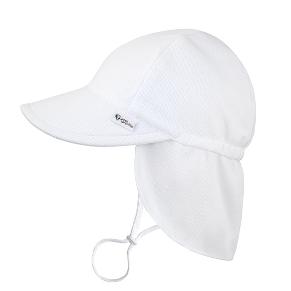 NEW iPlay Flap Sun Protection Hat UPF 50+ White/Navy Simple Dots