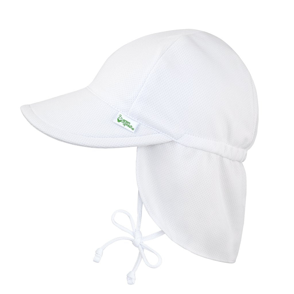 White Breathable Swim and Sun Flap Hat