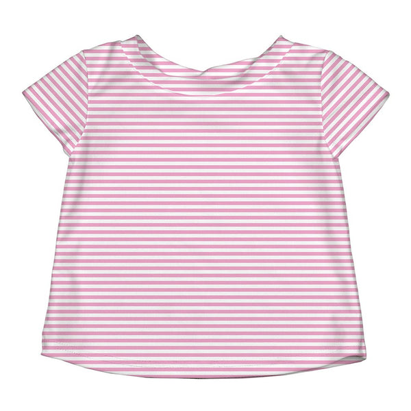 Light Pink Pinstripe Cap Sleeve Rashguard Shirt