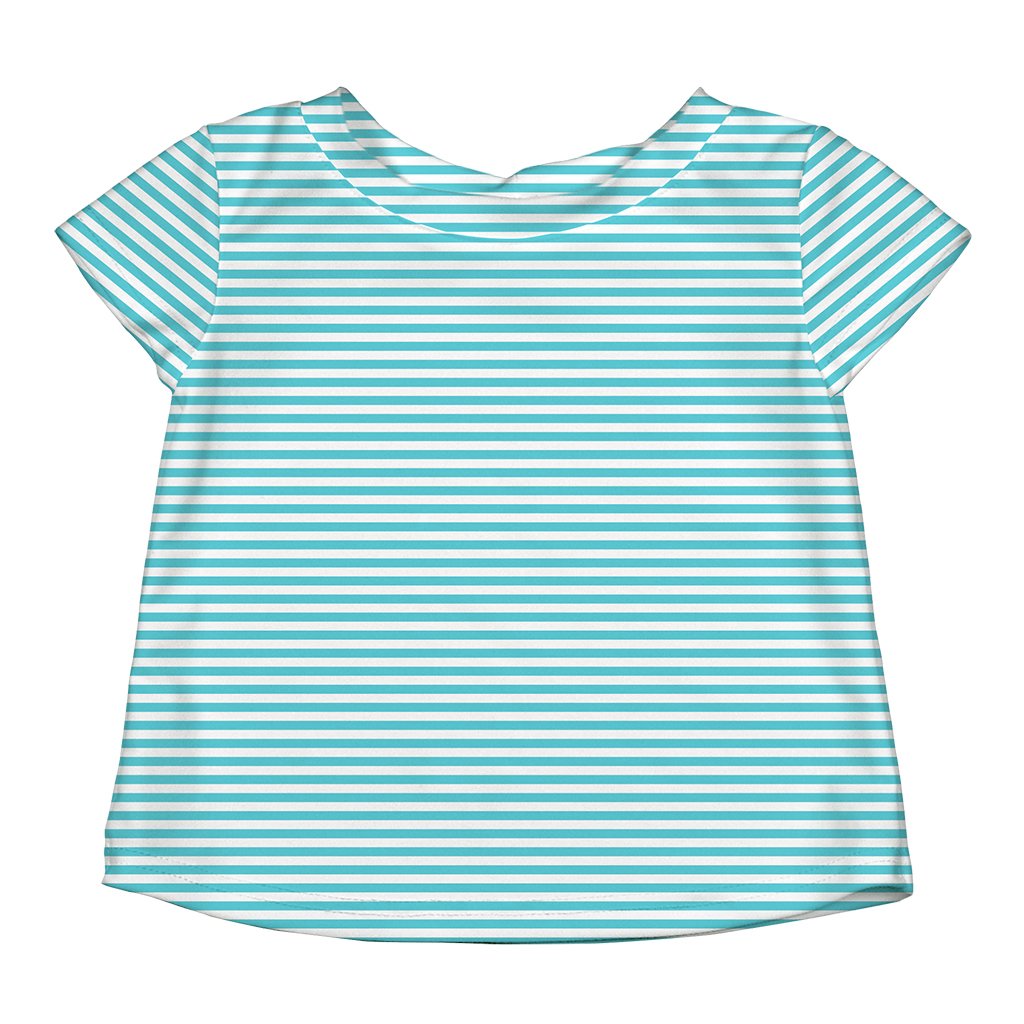 Light Aqua Pinstripe Cap Sleeve Rashguard Shirt