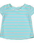 Light Aqua Pinstripe Cap Sleeve Rashguard Shirt